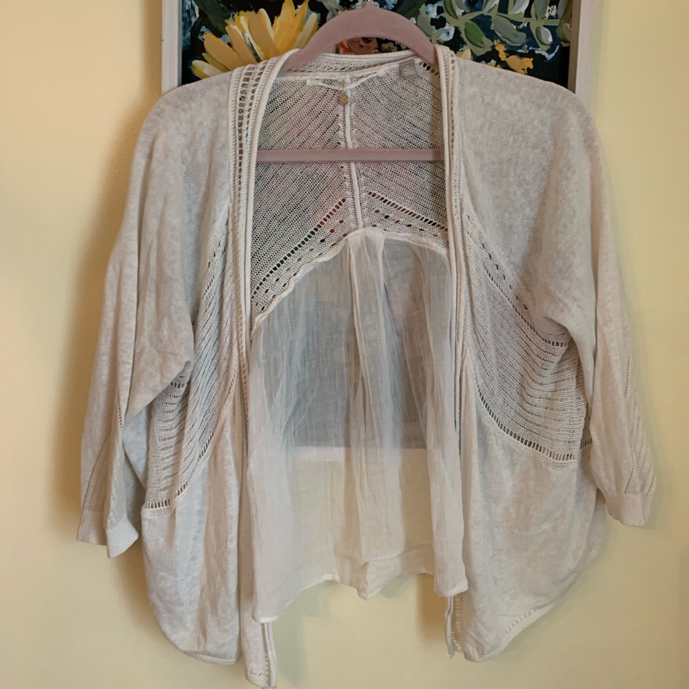 Anthropologie Knitted & Knotted Sheer Cardigan, M
